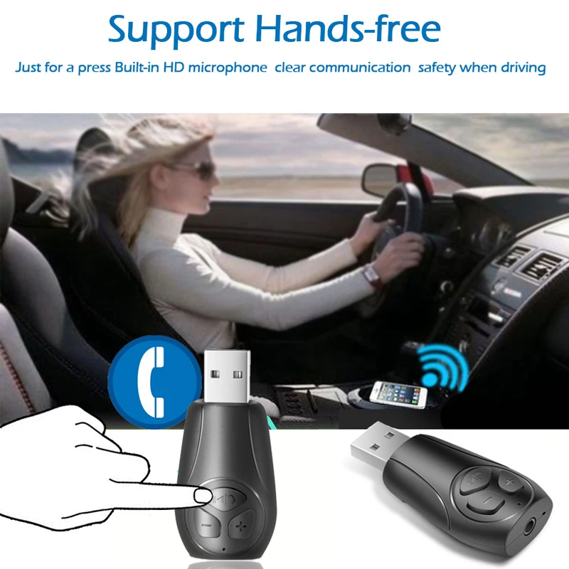 JINSERTA Mini USB Bluetooth автомобильный комплект MP3 плеер TF музыкальный ресивер адаптер A2DP Handsfree 3,5 мм AUX аудио выход для динамика