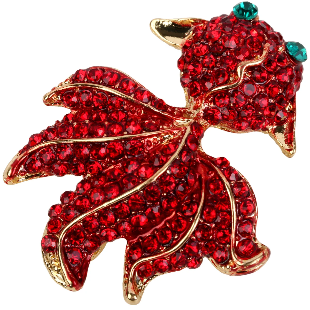 Yacq Goldfish brooch pin antique gold red W crystal animal jewelry gifts for women girls mom her wholesale dropshipping BA20 | Украшения и
