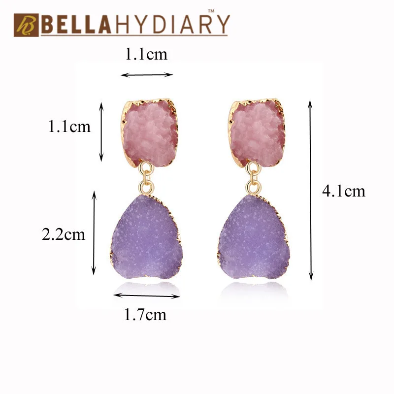 Bijoux Необычные корейские свадебные серьги из смолы Druzy, висячие серьги для женщин, ювелирное изделие, массивные Подарки для женщин, аксессуары Brinco