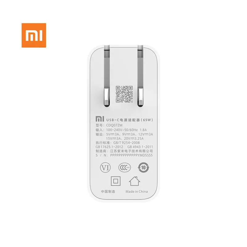 100% оригинал Xiaomi USB-C Зарядное устройство 45 Вт 65 Выход Скорость разъем Мощность