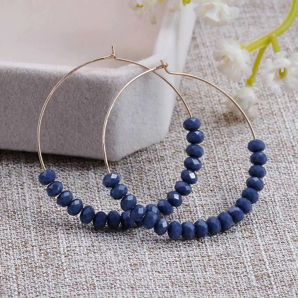 10 Bohemian Handmade Natural Stone Beads Hoop Earrings for Women New Fashion Loop Round Circle Creole Earring Designer Jewelry - Окраска металла: 10
