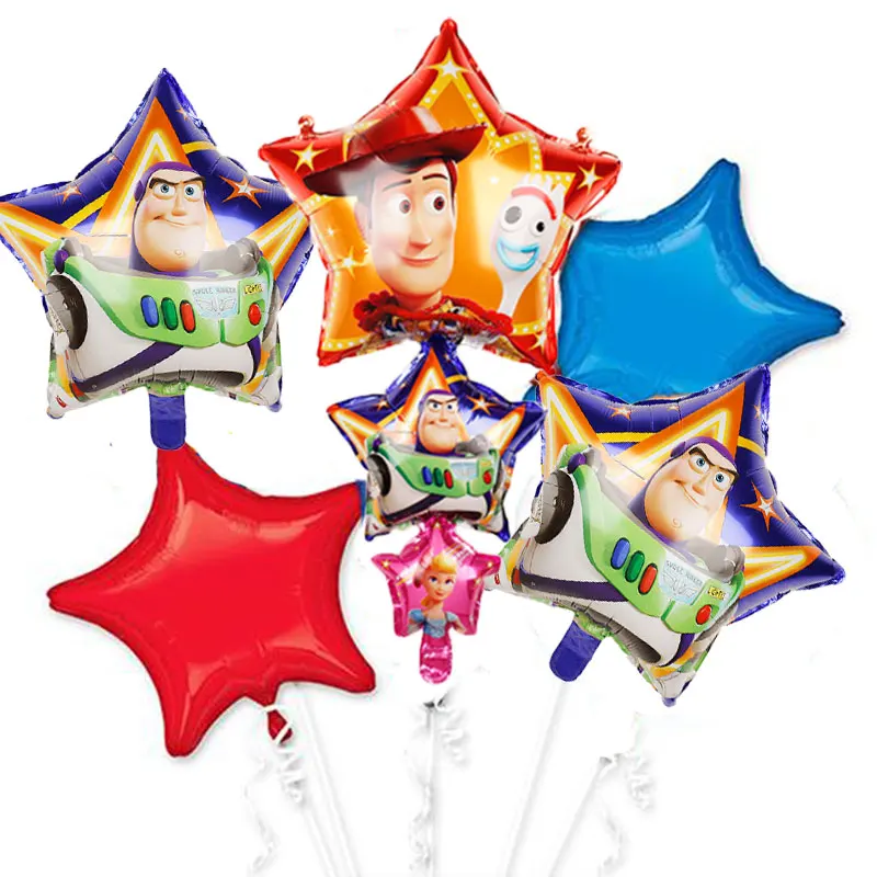1set -6pcs 1 Набор игрушек история Базз светильник год воздушные шары мультфильм фольга гелий 40 дюймов номер синие шары История игрушек с днем рождения шары - Цвет: 1set -6pcs