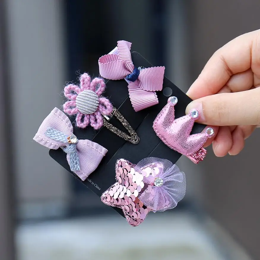 5/6pcs/set various anima flowr love Hair clips for girls hair bows Hairpin Headdress 22 colors Children hiar Accessories | Аксессуары