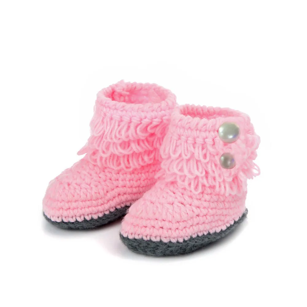 children footwear Booties shoes for girls kids Baby Girls Crochet Handmade Knit High-top Tall Boots Shoes First |
