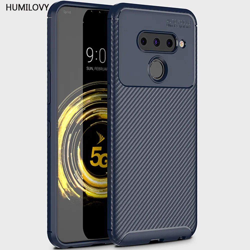 For LG V50 ThinQ Case for Capa 5G Carbon Fiber texture Shockproof Soft TPU Back Cover Coque |