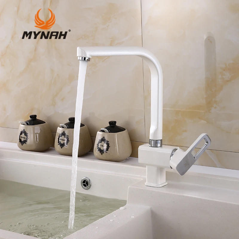 MYNAH Россия Бесплатная доставка белый кухонный кран раковина горячая и холодная