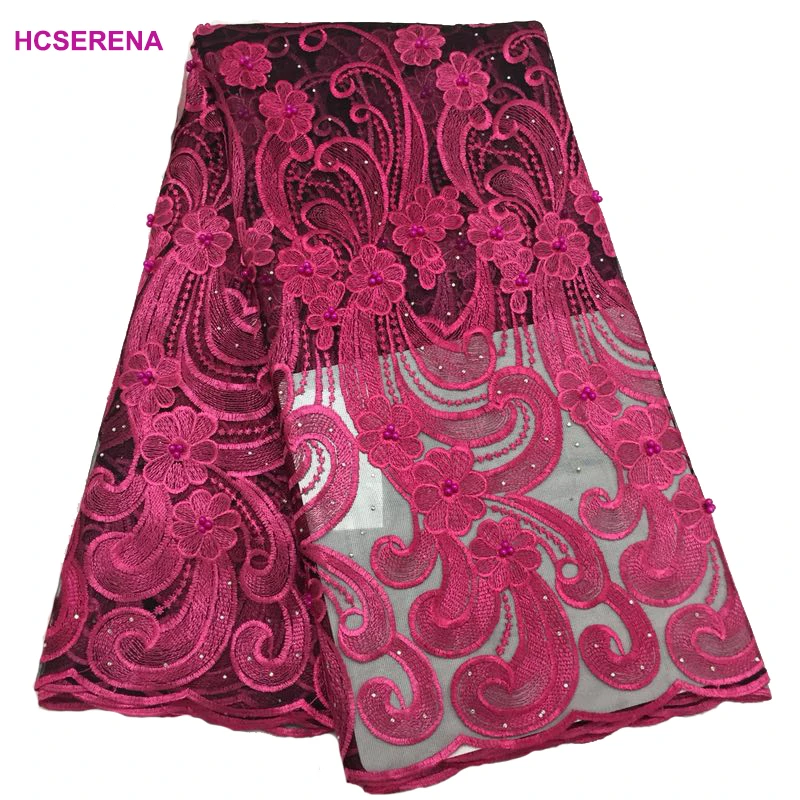 Высококачественная кружевная ткань нигерийское французское кружево с бусинами