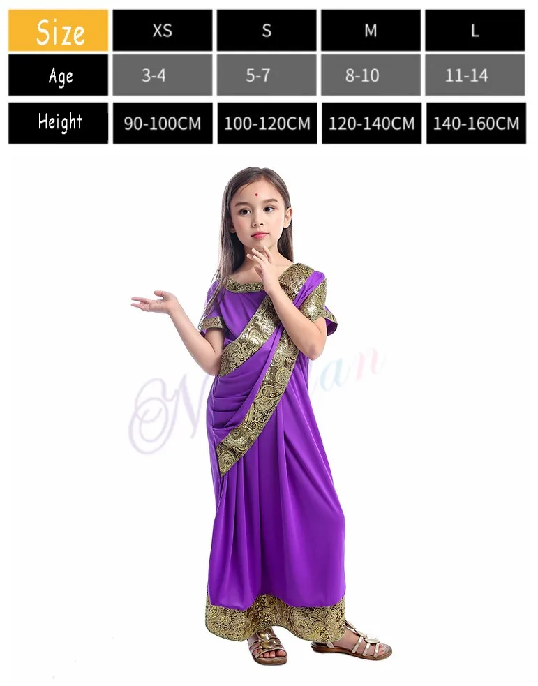 Indian Saree Индийское болливудское платье для девочек, индийское сари, кафтан, сари, одежда, индийское сари, костюмы на Хэллоуин - Цвет: Indian Saree