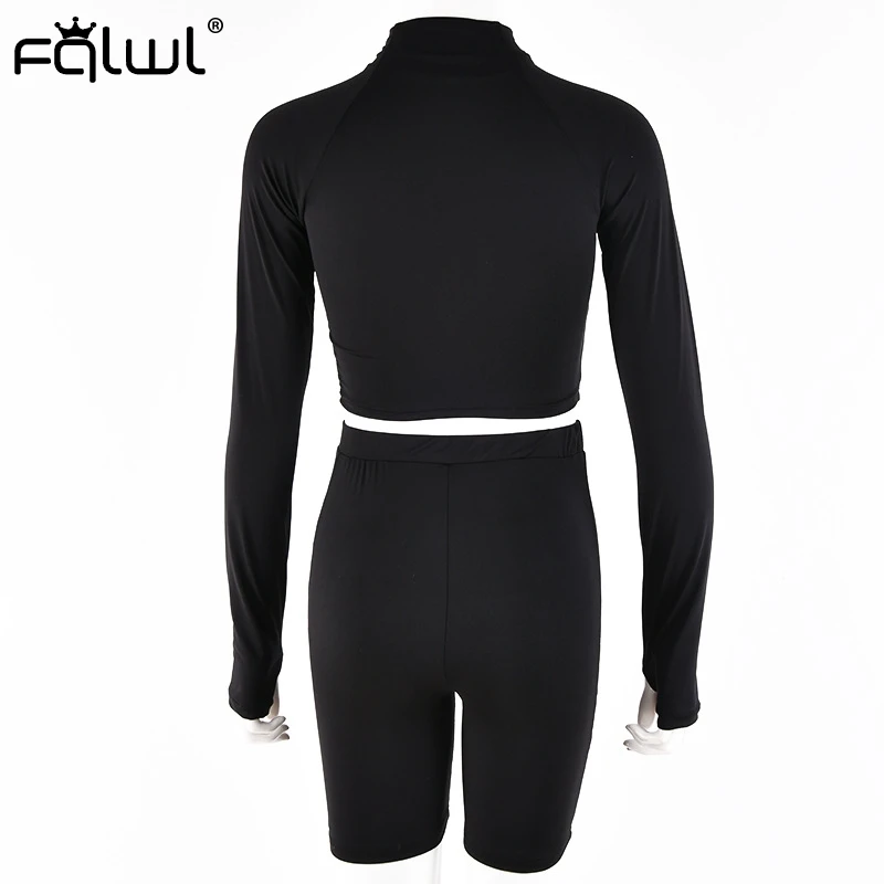 Женский костюм двойка FQLWL уличная одежда с длинным рукавом укороченный топ и