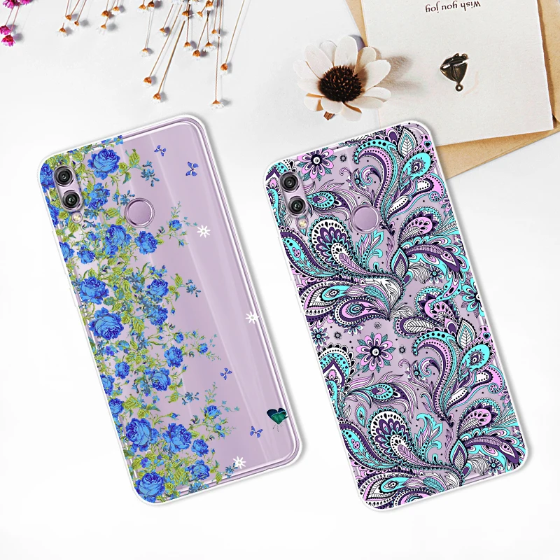 Чехол для Huawei Honor 8X Max мягкие прозрачные силиконовые чехлы телефонов с рисунком