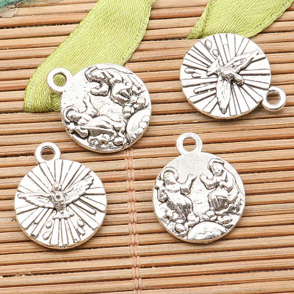 

30pcs tibetan silver color ROUND shaped religious Catholicism charms EF2594
