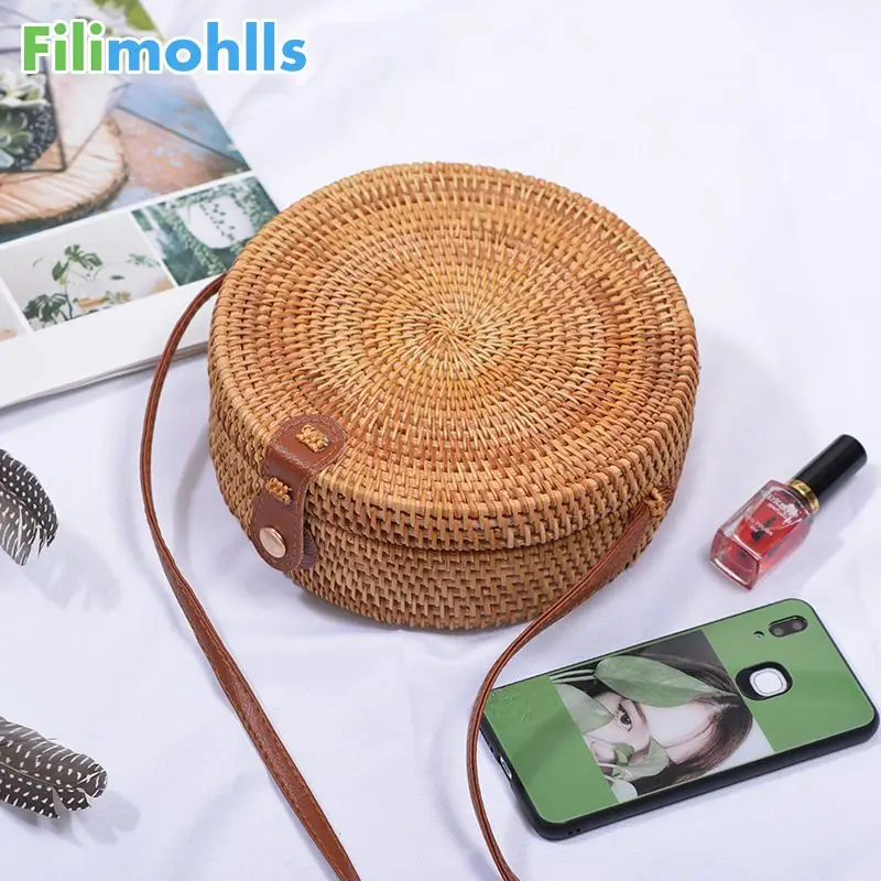 2019 богемные Балийские сумки из ротанга для женщин маленькие круглые пляжные