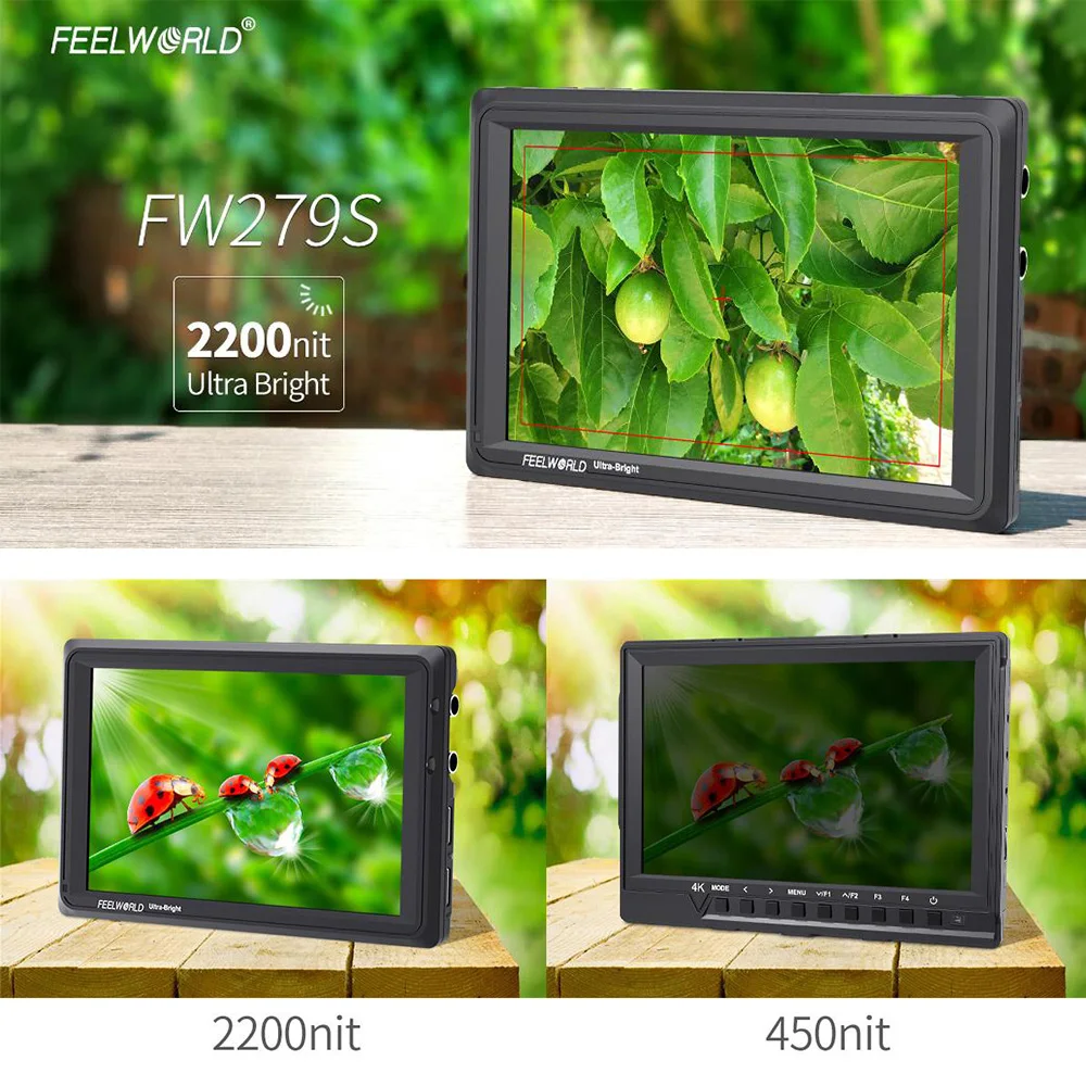 7 дюймовый IPS монитор FEELWORLD FW279S с двойной L образной камерой 2200nits 3G SDI 4K HDMI полевой