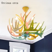 american coloured antler chandelier living room bedroom nordic modern creative personality led branch chandelier free shipping