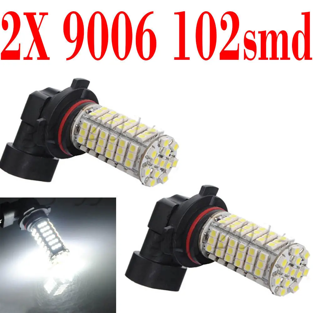 Новинка 1 пара 9005 9006 102-SMD LED 3528 Авто головной свет чисто белая Лампа 6000k DC 12V |