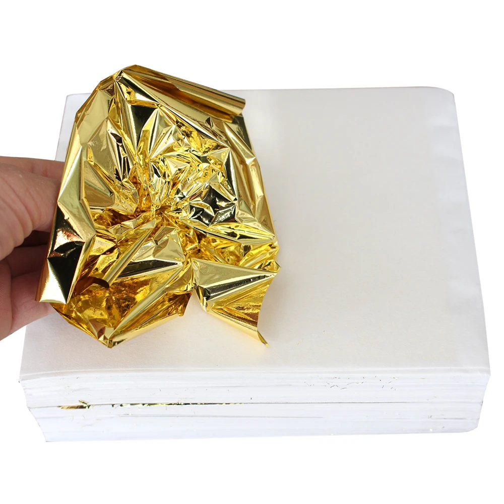 100 шт. блестящая имитация золотого листа Тайваньского к позолоченный цвет 24 К