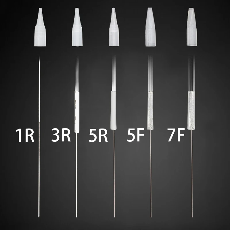 25 шт. иглы 1RL/3RL/5RL/5F и наконечников колпачки для перманентных комплектов косметики