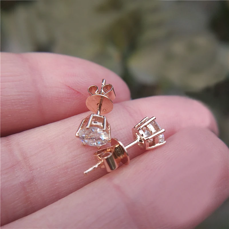 

Серьги женские из 18-каратного желтого золота с 6 зубцами, 6,5 мм