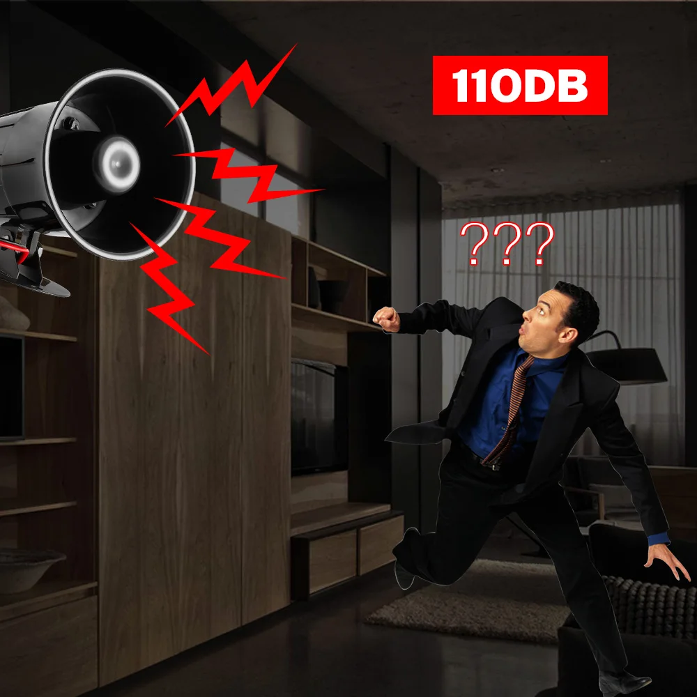 Золотая проводная сирена безопасности, сирена, рог, открытый, с кронштейном для домашней сигнализации, система безопасности, громкий звук, сирена