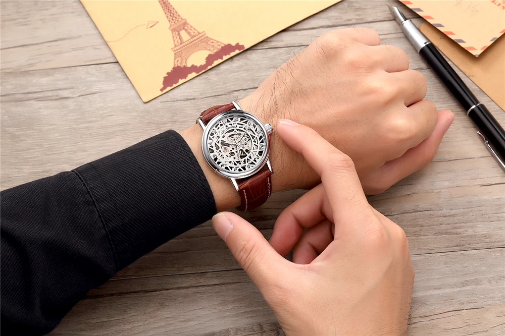 Женские Механические часы с бриллиантами ORKINA брендовые наручные серебристым