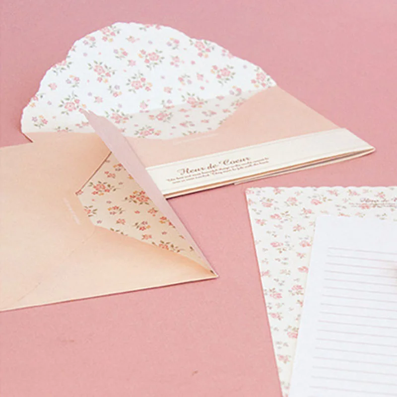 12 листов Lletter Paper + 6 шт конвертов милый набор мелко цветочных букв бумажных