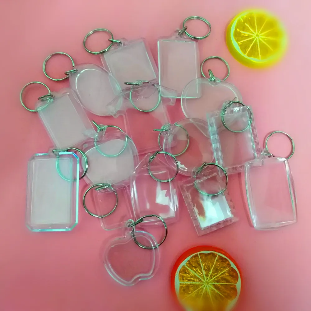 5pcs/lot Blank Acrylic Keychains Insert Photo plastic Keyrings Square Key Rectangle heart circular accessories | Украшения и