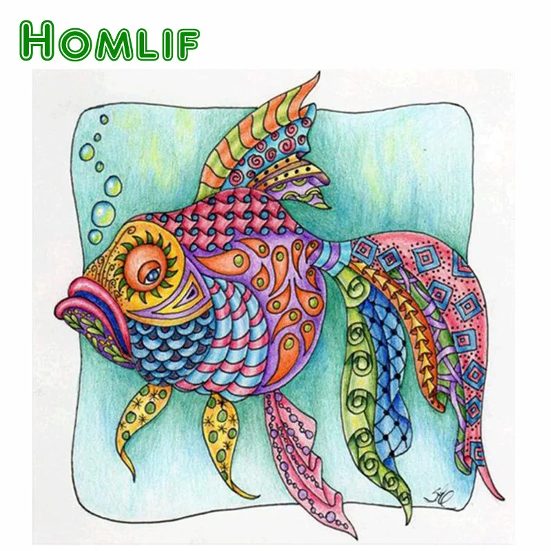 HOMLIF красочный Лев/Кот/Жираф/лошадь/рыба/зебра 5D алмазная живопись набор для