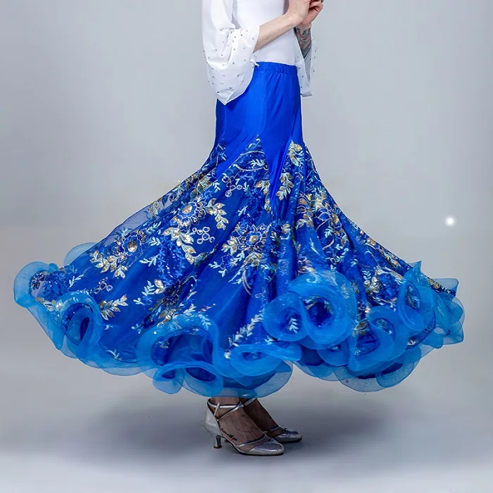 Only skirt Новая мода, вышитая большая юбка-качели, бальное платье, Женская Стандартная Одежда для танцев, вальс, сальса, соревнование, Одежда для танцев, DL3870 - Цвет: Only skirt