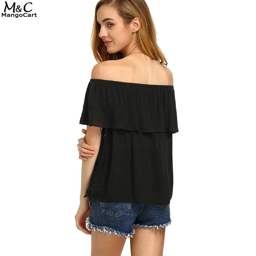 Кружева с открытыми плечами Для женщин Лоскутная оборками кисточкой зубчатый