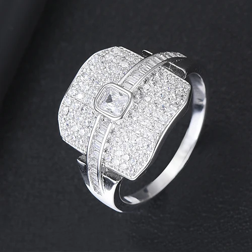 H110S SISCATHY Hot Trendy Geometric Wide Cubic Zirconia Rings for Women Fashion Jewelry Dubai Bridal Engagement Wedding Rings - Цвет основного камня: H110S