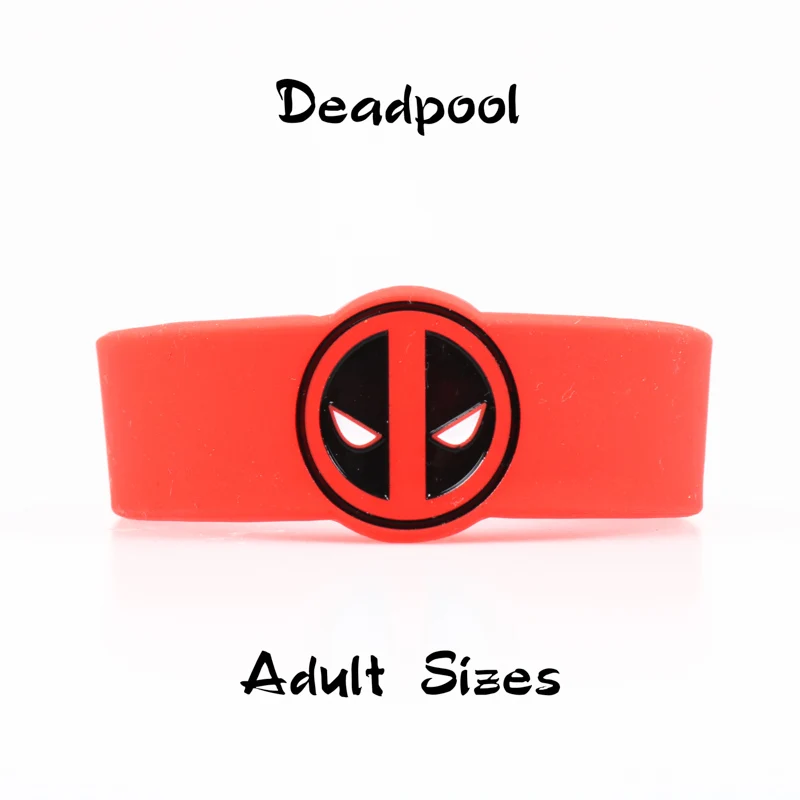 Deadpool Red Adult Детские размеры Капитан Америка силиконовые браслеты чудо-женщина силиконовый ремешок Дэдпул подходит для детей Бэтмен популярный браслет - Окраска металла: Deadpool Red Adult