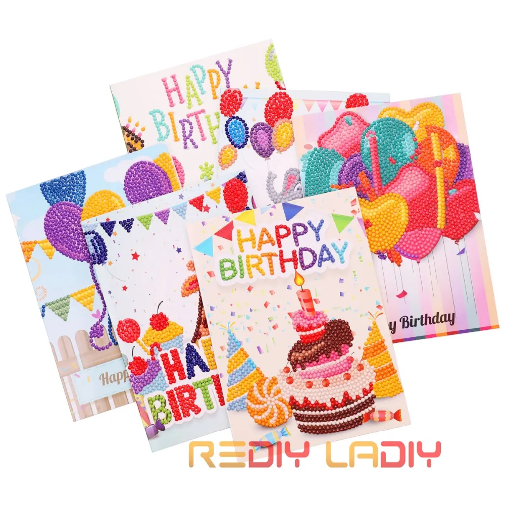 DIY Diamond Painting Greeting Post Card Cartoon Mosaic Crafts Happy Birthday Cards Embroidery Christmas Gift | Дом и сад