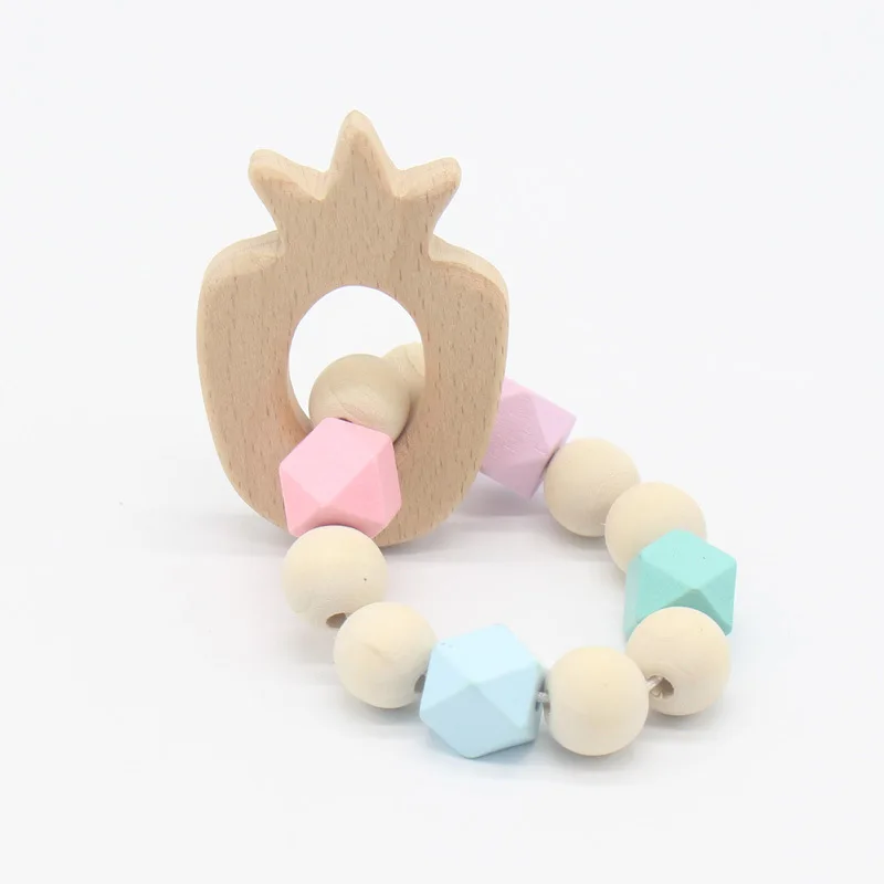

Baby Wood Beads Wood Ring Baby Teether Bracelet Animal Shaped Jewelry Teething For Baby Rattle Stroller Accessories