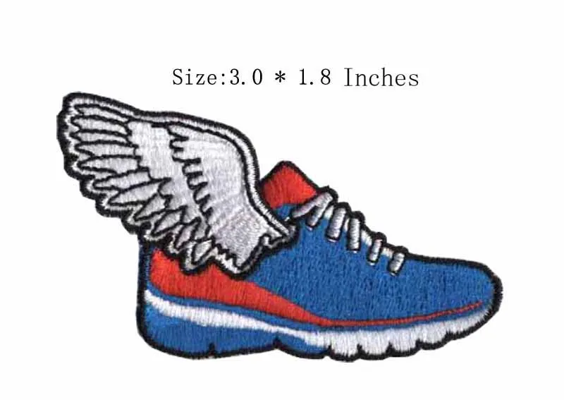 Вышитая нашивка Wing shoe 3 0 дюйма широкоугольная сине белая для кардигана|embroidery