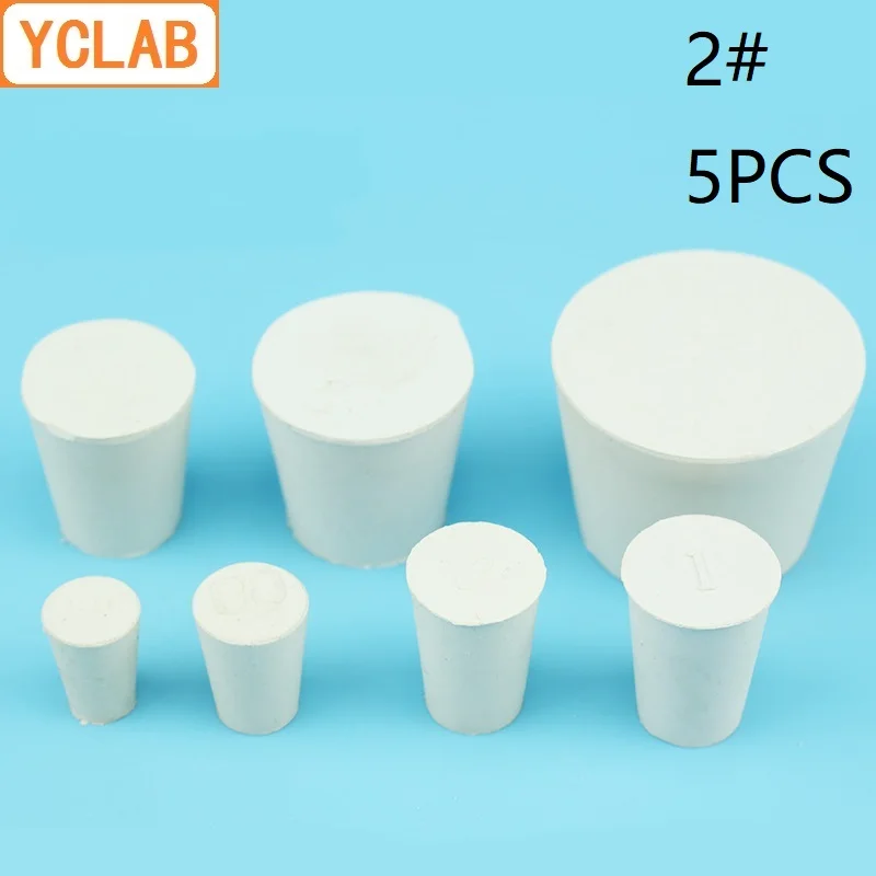 YCLAB 5 шт. 2 # резиновая пробка белая для стеклянной колбы верхний диаметр 21 мм *