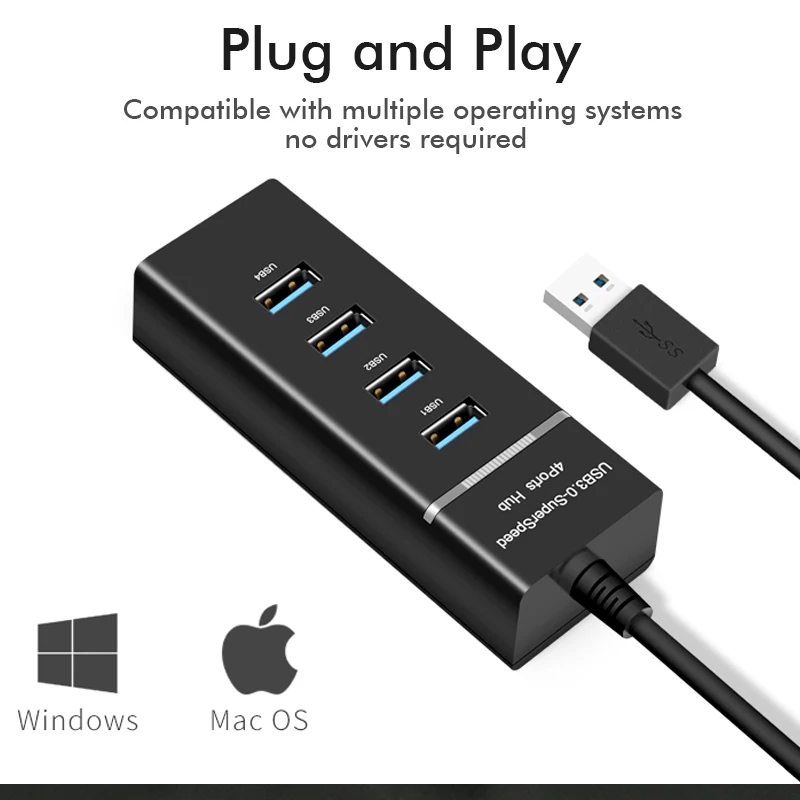 4 порта USB HUB Высокоскоростной 5 Гбит/с usb 3 0 концентратор для разветвитель хаб