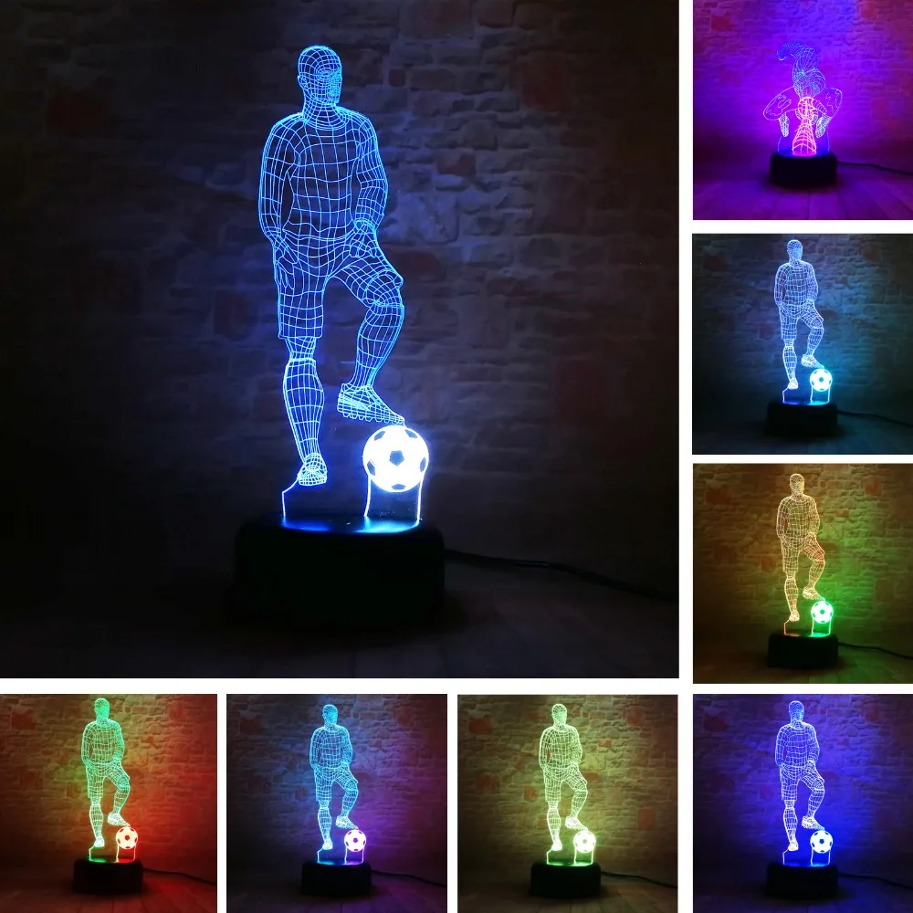 3D Soccer Football MAN Touch Table Lamp 7 Colors Changing Desk USB Powered Night LED Light Bedroom Decor Festival Holiday Gifts | Лампы и