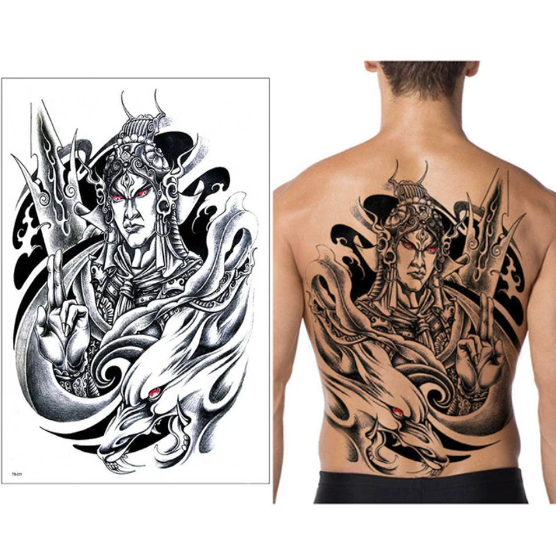 Большой полноэкранный стикер татуировки с тремя глазами Будда волка тигра