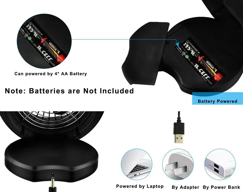 LUCOG мини USB вентилятор с двойным питанием от USB или аккумулятора Настольный охлаждающий вентилятор с ангелом регулируемый вентилятор с низким уровнем шума для домашнего офиса путешествия