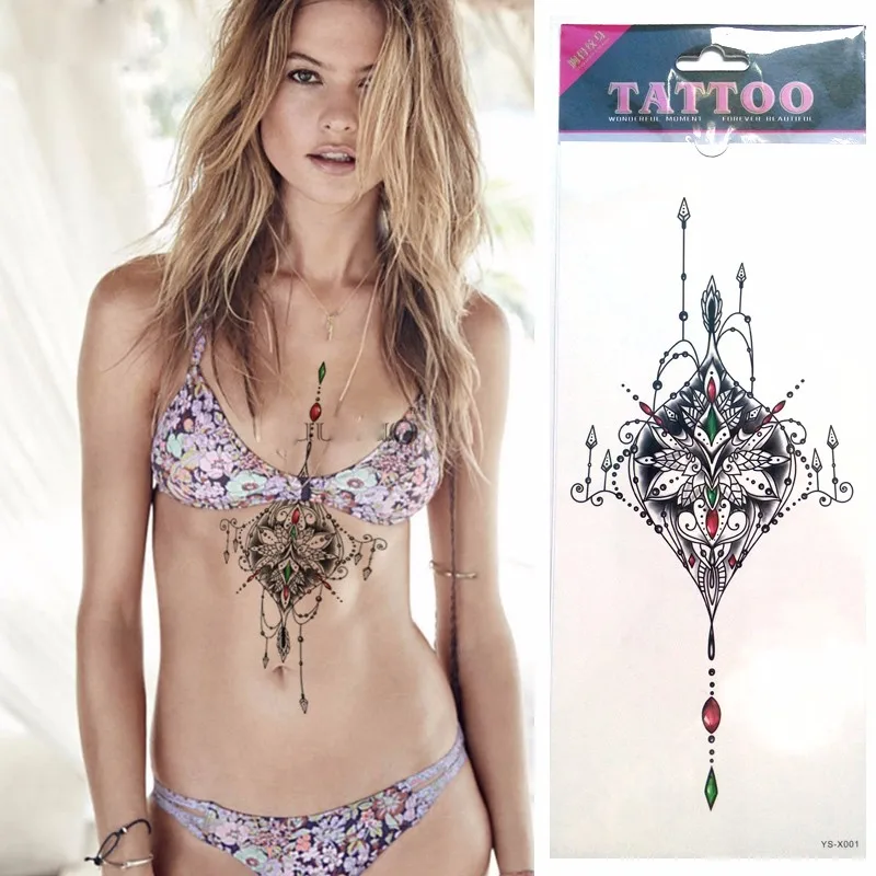 Стикер для татуировки сделай сам большой нагрудный камень нагрудная татуировка