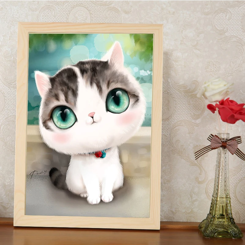 5D DIY алмазная мозаика алмаз вышивка спальня мультфильм животных милый кот точки