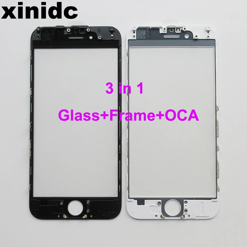 

Xinidc Outer Glass with Bezel with OCA Frame For iPhone 6S Front Glass+frame +OCA lcd repair part Free DHL/EMS