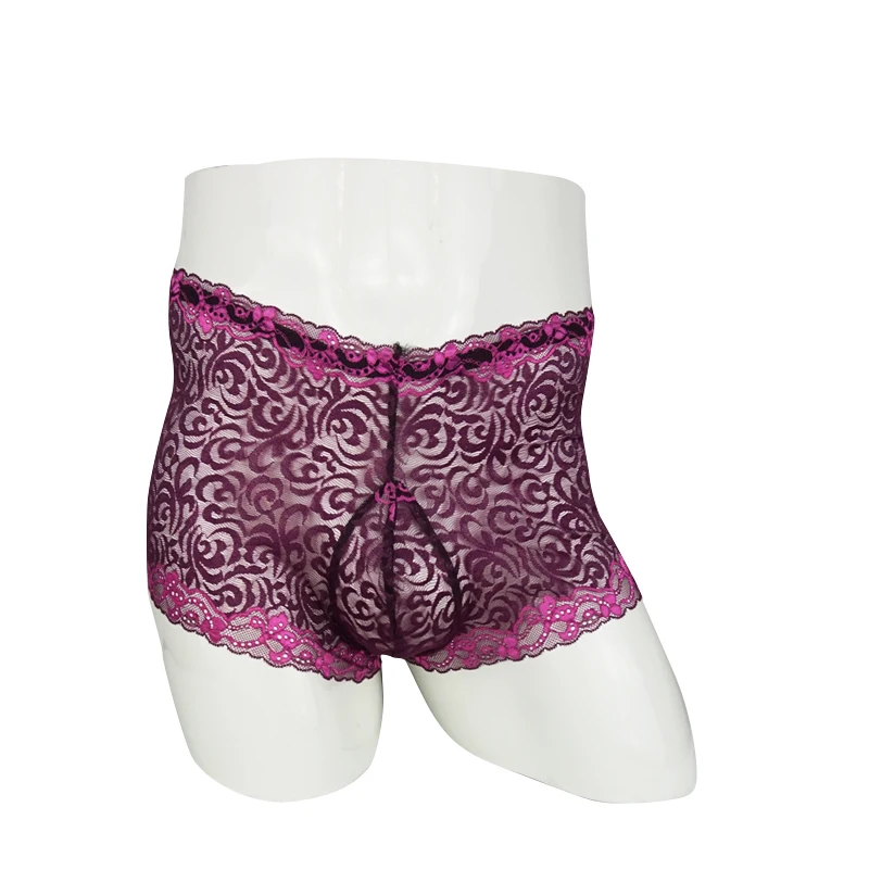 Мужские трусы боксеры sпанси синие прозрачные кружевные подштанники сексуальное