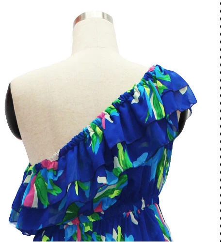 Летний стиль обертывание груди платье шифон Flore печать длиной макси Большой