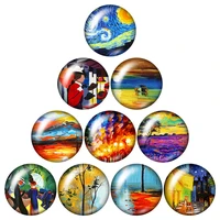 oil paintings scenery trees 10pcs mixed 12mm16mm18mm25mm round photo glass cabochon demo flat back making findings zb1124