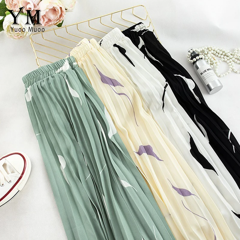 YuooMuoo элегантная летняя юбка с принтом в виде листьев 2019 женское шифоновое