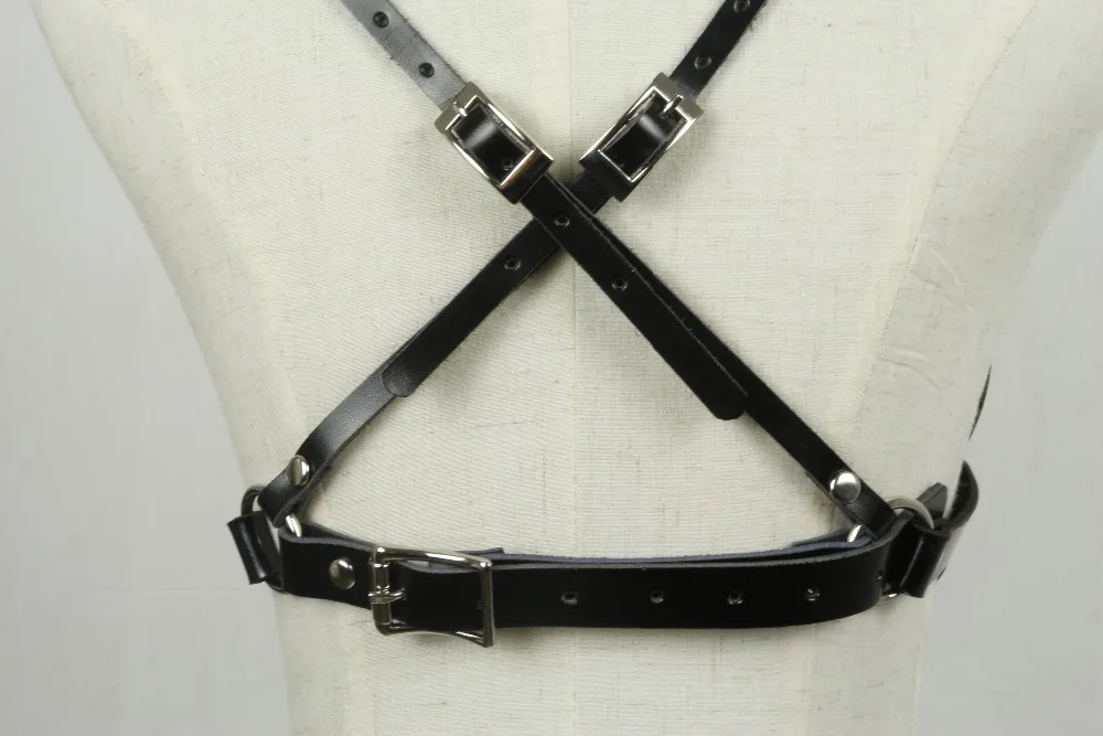 genuine leather Bra women's 2015 new design fashion sexy Bullet buckled adjustable black body breast harness free shipping | Аксессуары
