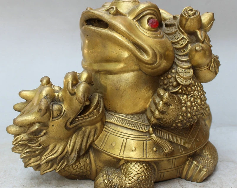 10 &quotКитайский латунный феншуй деньги жаба Hoptoad на долголетие Дракон черепаха