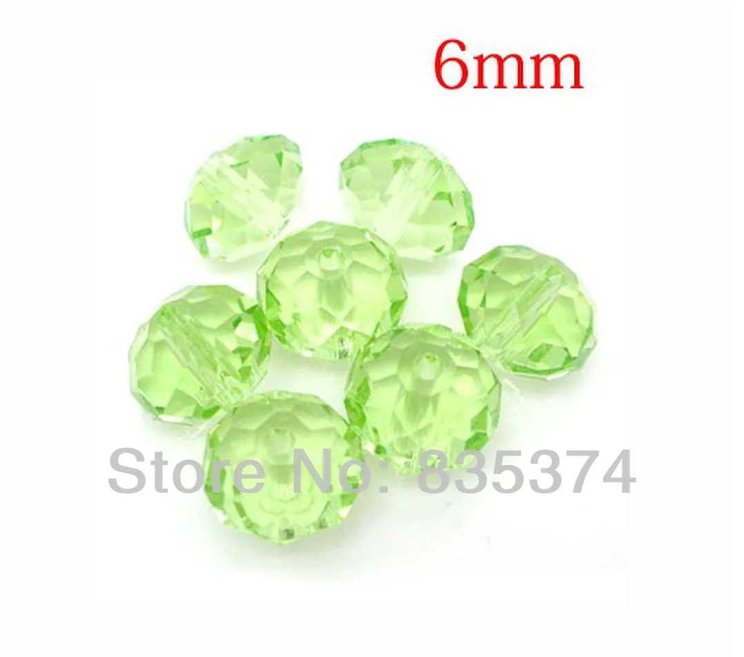 

Free shipping!500 pcs green color Cut & Faceted Glass Beads.Spacer Beads 6mm