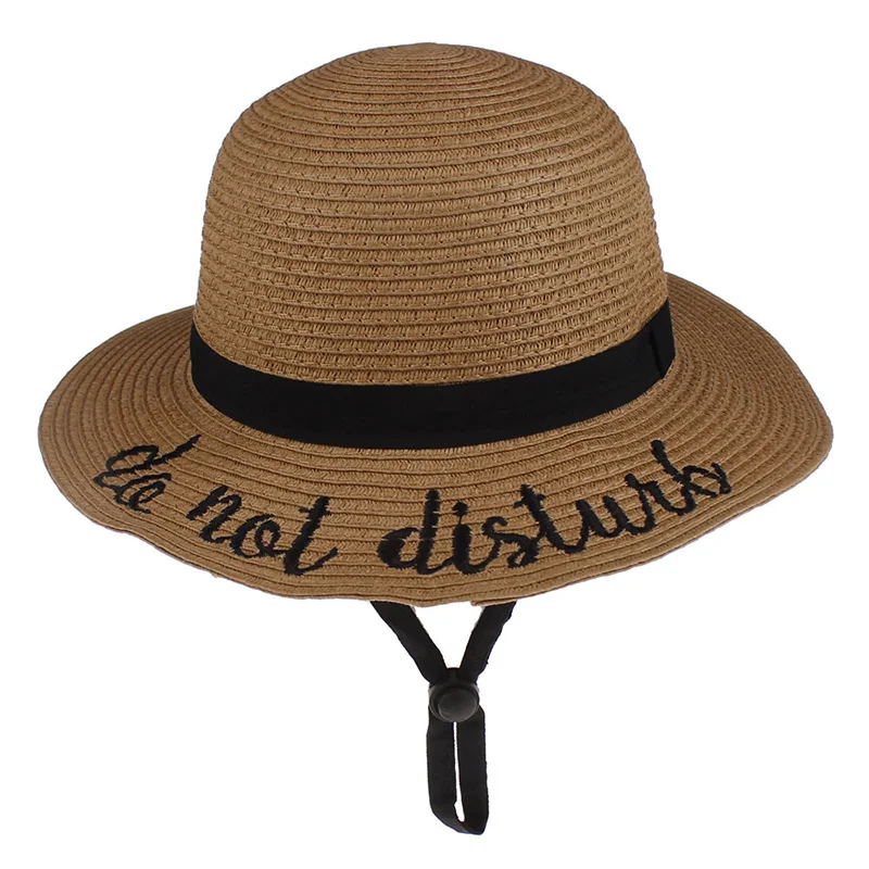 k-do not disturb Новые летние детские простые элегантные соломенные шляпы детские для девочки пляжные шляпы Детская шляпа от солнца для девочки - Цвет: k-do not disturb